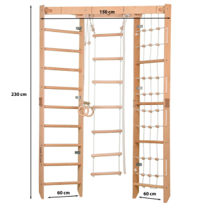 Ronimissein nurka Gym 230 x 150 cm lisadega